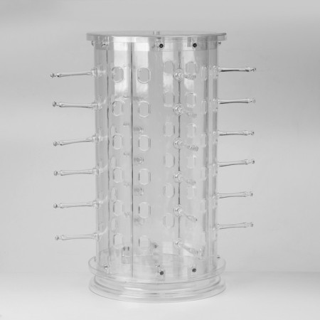 Strack for glasses. desktop, 24 places, transparent color, h = 47-2