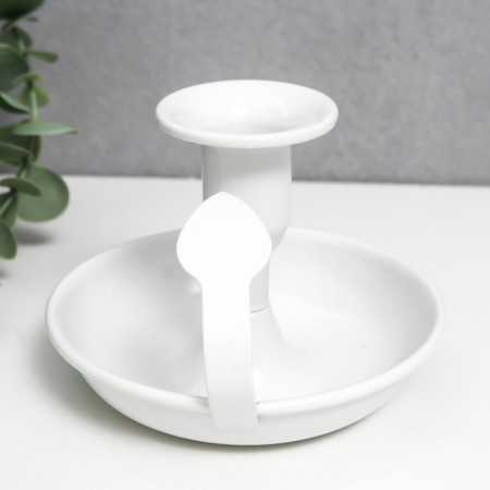 Summary Metal for 1 candle with the handle "bend" white 9x10.5x10.5 cm-2