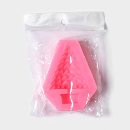 Mold "Christmas tree-igolka", silicone, 7 × 5.5 × 1.8 cm, pink color-3