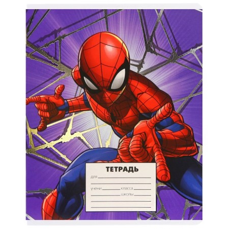Notebook in a line of 24 sheets, 5 types of mix, embossing, cover Cover Cardboard, Spider-Man, Spider-4