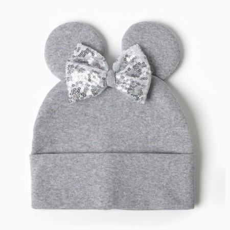 Children's hat "mouse", gray color, size 46-50