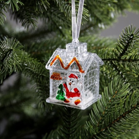 Christmas tree toy "House", 7 cm, from batteries, glow of multi (RGB)-1