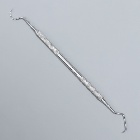 Bilateral, elongated, 16.3 cm, silver color.-1