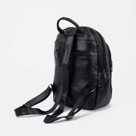 Women's backpack made of artificial leather with lightning, black color-1