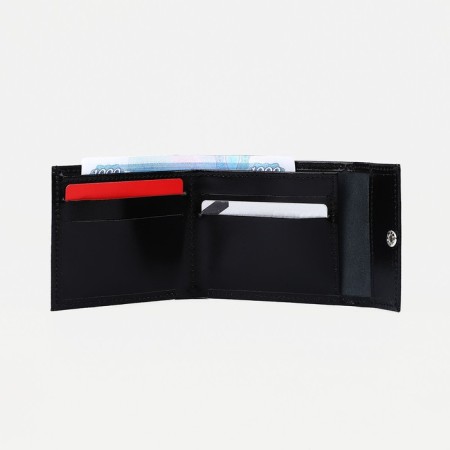 Women's wallet on the button, black color-3