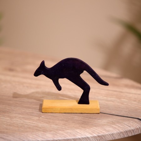 Kangaroo souvenir on a stand, wood 11x4x8 cm-3