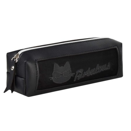 Penal is soft, 1 department, 55 x 195 x 60 mm, voluminous, artificial leather, with a window, nylon, Phoenix "Cat" Black 61314