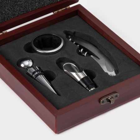 Set for wine “Bordeaux”, 4 objects: ring, cork, drip, knife for cutting foil-1
