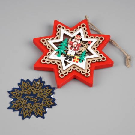 Christmas tree toy "Star with a Nutcracker", from batteries, a glow of warm white-2