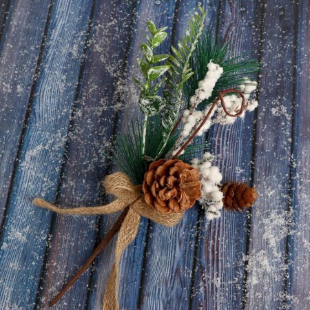 Decor "Winter charm" berries in white bumps of needles, 26 cm-2