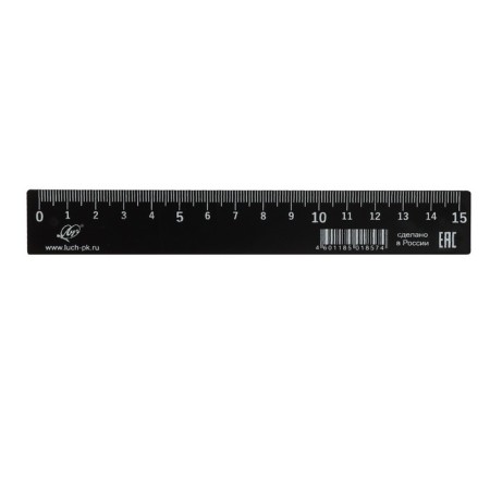 Ruler 15 cm, opaque, black