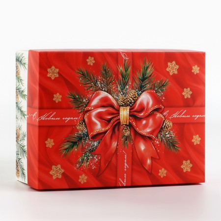 Folding box "Happy New Year", bow, 21 x 15 x 7 cm, new year-2