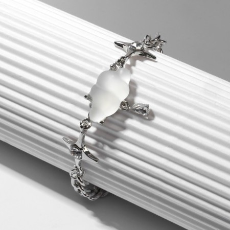 Bracelet "sky", white color in silver, l = 16 cm-1