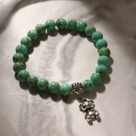 Bracelet with suspension mix ball No. 8 "Old turquoise"-3