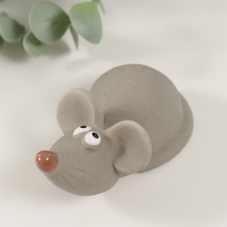 Souvenir ceramics "Gray mouse with red nose" 5.5x10x5.5 cm-1