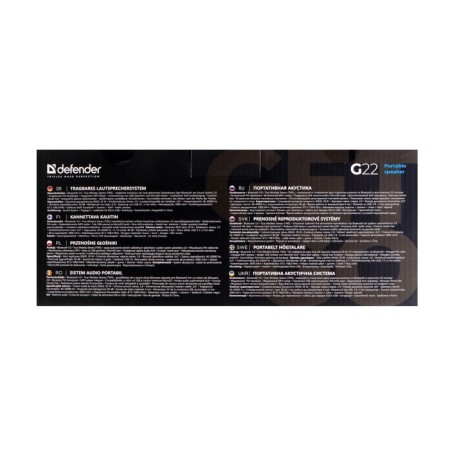 Portable column Defender G22, 20 W, 3000 mAh, BT, FM, USB, AUX, TWS, black-5
