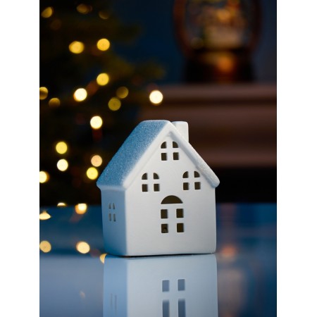 LED figure "House with windows" 8.1x5.7x10.1 cm, 1 LED, LR44X3 (in the set), T/white-1