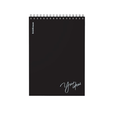Notepad for spirals A5, 80 sheets, cage, Erichkrause "Words", black, plastic cover silk -screen covers, OFSET BELICT 100%, black