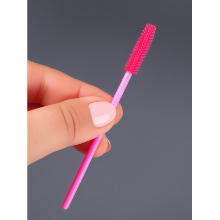 Brushes for eyebrows and eyelashes, silicone, set - 10 pcs, 10.5 cm, pink color-5