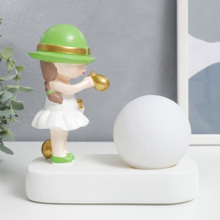 Souvenir Polystone Light "Baby in a green hat, with a gold bubble at the ball" 16.5x8x16 cm-3