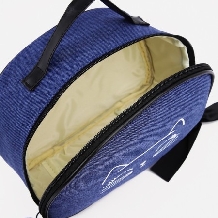 Cosmetic bag with a zipper, with a lining, blue color-2
