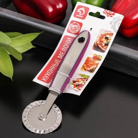 A knife for pizza and dough shade Blade, 20 cm, handle Soft-Touch, purple color-3