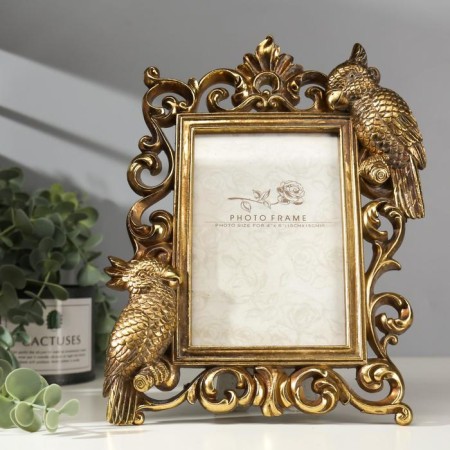 Photo frame Polystone 10x15 cm "Parrots" Ogent gold 26.5x20.5 cm