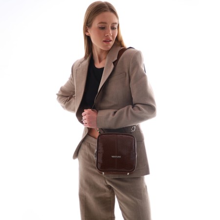 Women's bag over the shoulder Textura, small size, brown color-8