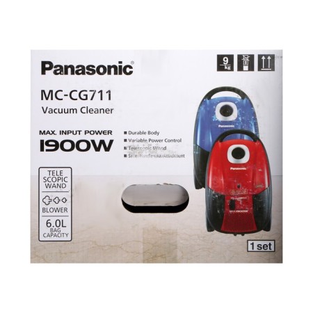 Пылесос PANASONIC MC-CG711A, мешок, 1900/350 Вт, 6 л, 65 дБ, шнур 5 м, синий-17
