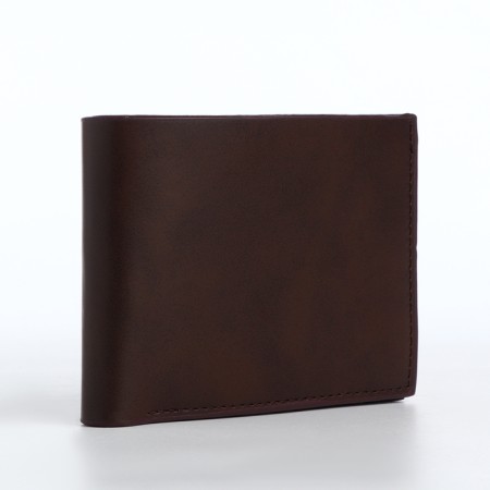 Male purse without fastening, department for cards, coins, brown color-1