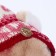 Soft toy "Little Friend", New Year's bear in a hat and scarf, pink color