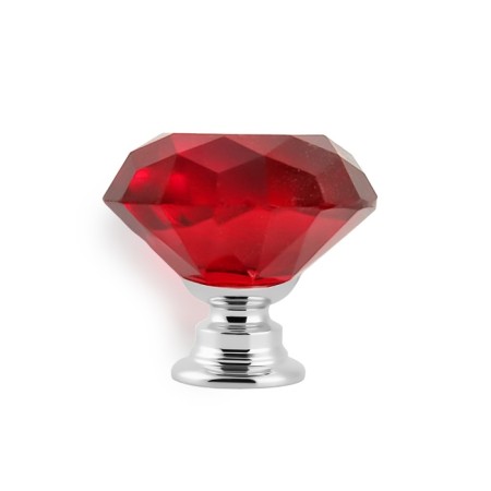 Handle button Cappio, red color "diamond", glass, d = 30 mm-8