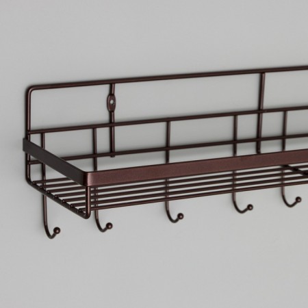 Household shelf with hooks of a share, 40.4 × 13.3 × 12.5 cm, brown color-3
