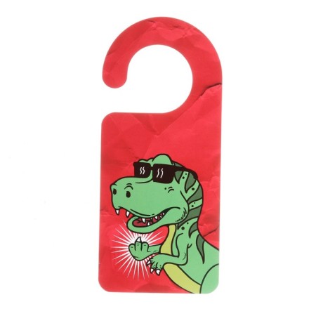 A sign on the door "Dinosaur with beer"-1