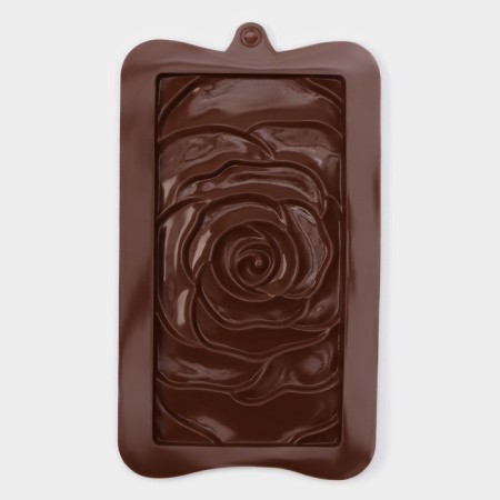 Form for chocolate of the Dolyan "Rose", silicone, 17.5 × 10.5 × 1 cm, brown color-2