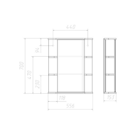 Mirror cabinet for the bathroom Domino Oasis-2 55 Ideal, left/right-1