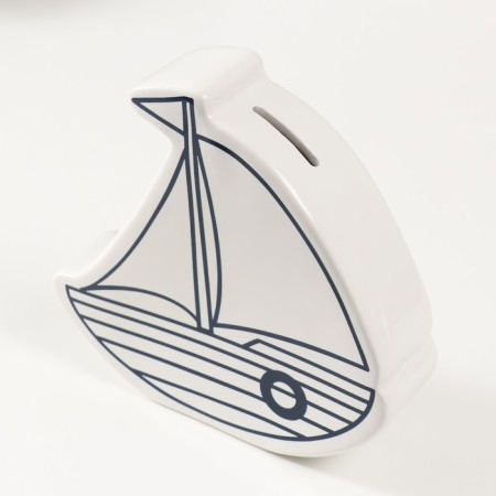 Piggy bank Ceramics "Shipyard" White 20x5.2x19.5 cm-4