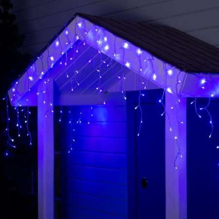Garland "fringe" 4 × 0.6 m, IP44, transparent thread, 180 LED, glow blue, white flicker, 220 V