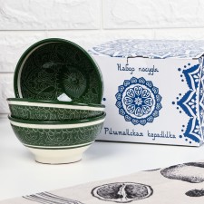 Set of salad bowls Rishtan ceramics 15cm, green, 3pcs in DARTAR