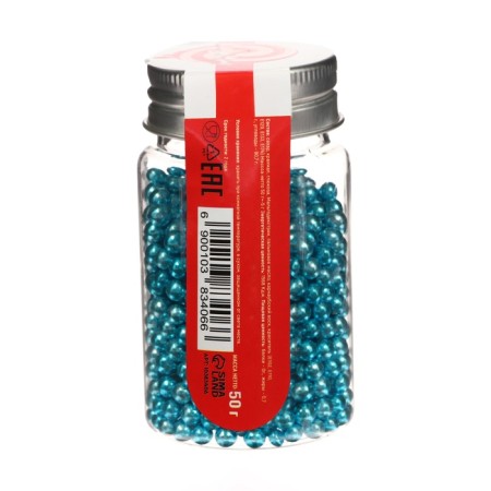 Confectionery sprinkling, blue, balls, 4 mm, 50 g-2
