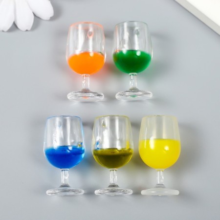 Decor for creativity Plastic "glass with a drink" MIX 2x2x4 cm