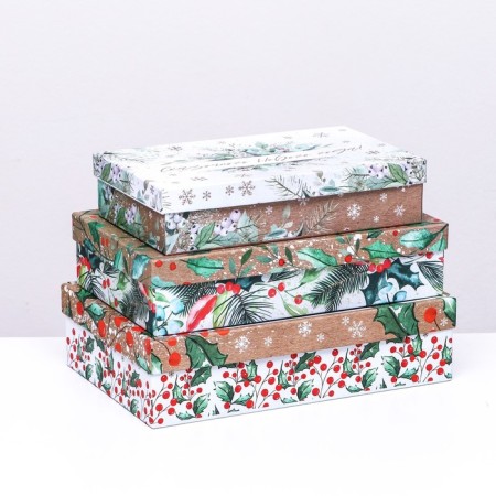 Set of boxes 3 in 1 "New Year's composition", 29 x 19 x 8 - 24 x 14 x 5 cm-1