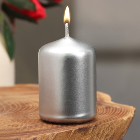 Candle - cylinder, 4x6 cm, 9 hours, silver
