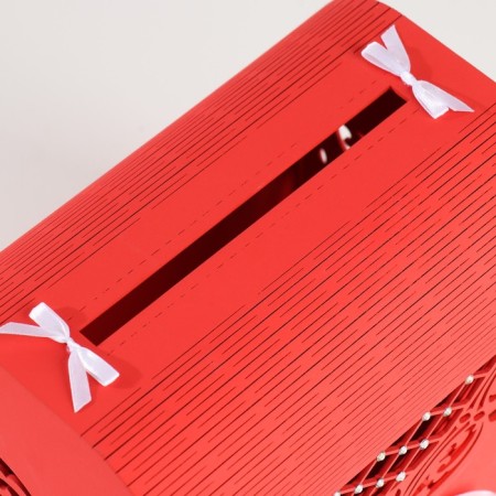 Family Bank "Openwork", with rhinestones, red-white, 23.5x17x20 cm-3