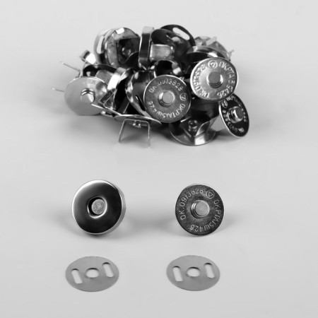 Magnetic buttons, d = 18 mm, 10 pcs, silver color