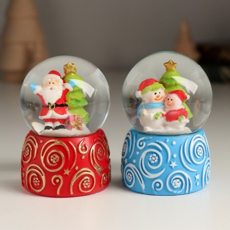 Souvenir Polystone Water Ball "Snow Patterns with the character" MIX 4.5x4.5x6.8 cm-1