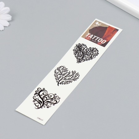 Tattoo on the body black "hearts from twigs" 20.8x4.7 cm-1
