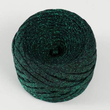 Knitted yarn "Ribbon" with Lurex 85m/170 ± 5 g (black, lurex: green)-1