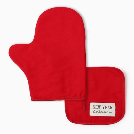 Set of kitchen. Ethel New Year Collection, col. Red, mittens-seging 18x29 cm, take 19x19 cm, 10