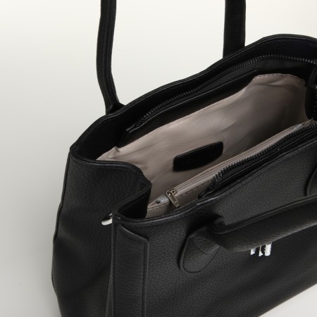 Women's bag with lightning, textura, average size, black color-6